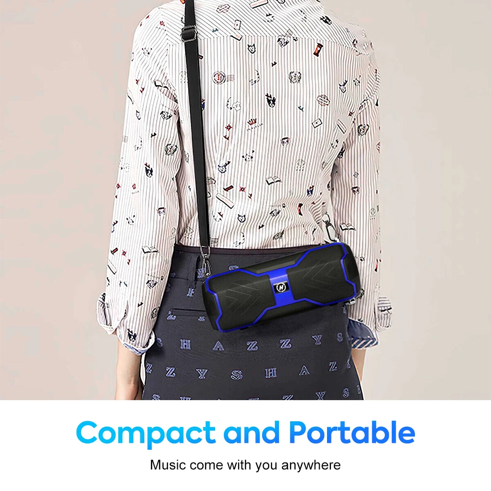 Vtin 20W Portable Bluetooth TWS Speaker Wireless Dual Drivers Stereo Bass Subwoofer USB TF FM TWS Speakers with 20 Hrs Playtime