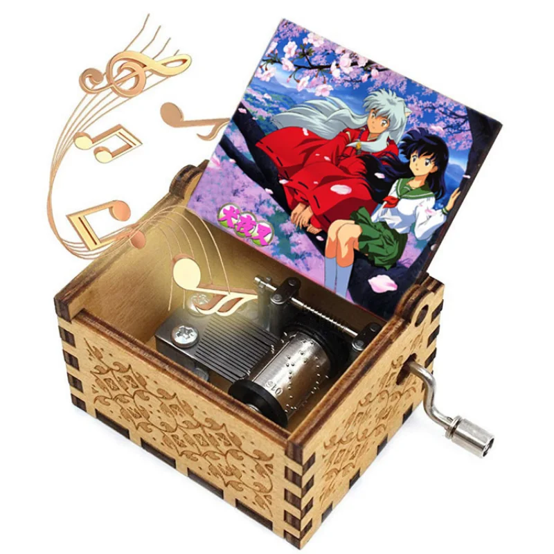 Wooden Music Box Hand Cranked Mini Music Box Painted Inuyasha Boutique Gift Birthday Gift