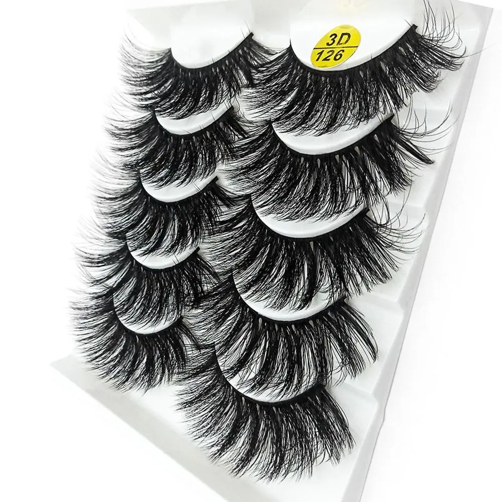 

SKONHED 5 Pairs Handmade Wispy Flared Fluffy False Eyelashes Crisscross Eye Lash Extension 3D Faux Mink Hair