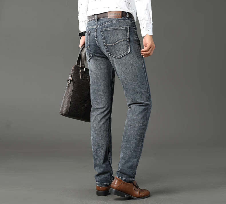 Wthinlee Men's Casual Fashion New Elastic Jeans Pants Work Jeans Classic Men's Fashion Brand Versatile Clothing Blue Black