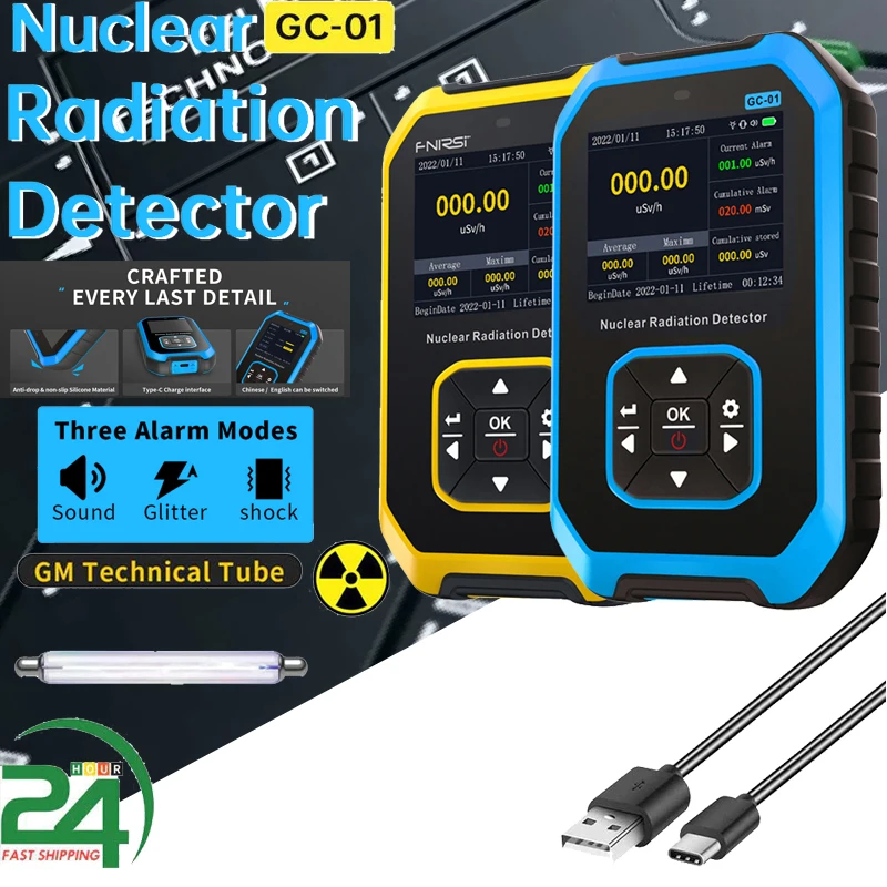 FNIRSI GC01 Nuclear Radiation Detector GM Geiger Counter Xrays γrays