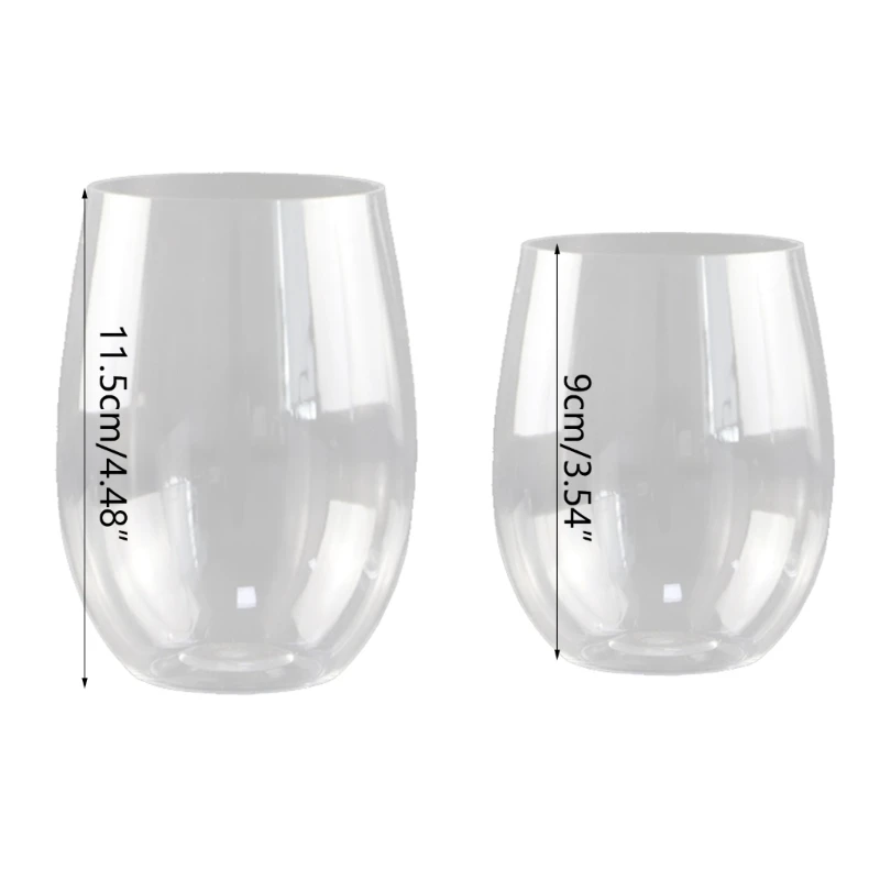 Plastic Stemless Wine Glasses Disposable 12 Oz 16 Oz Clear Plastic Wine Cups
