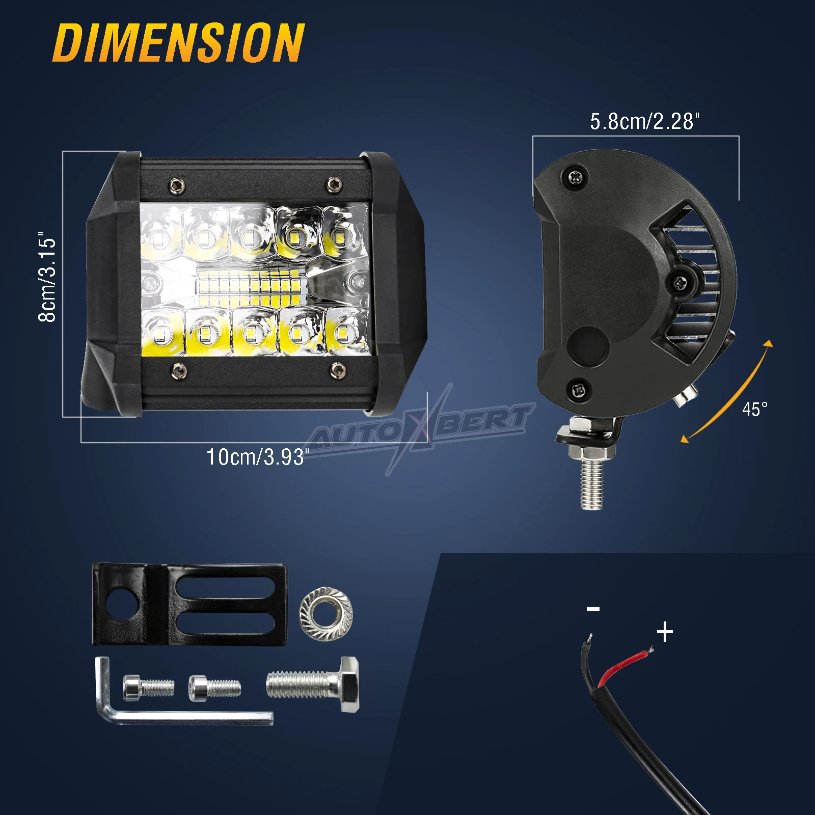 2PC 10cm 18W Phare de Travail Led 12V 24V Phare a Led Tracteur