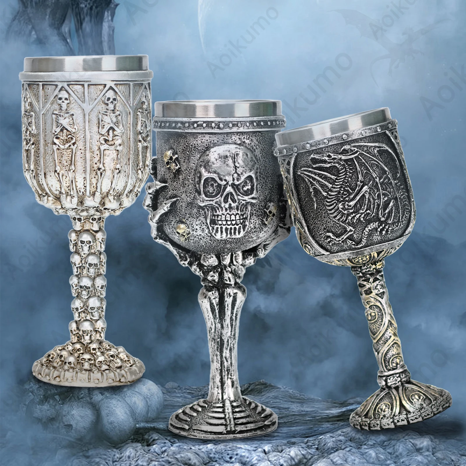 Puckator Decorative Skull With Chains Goblet Home Decor