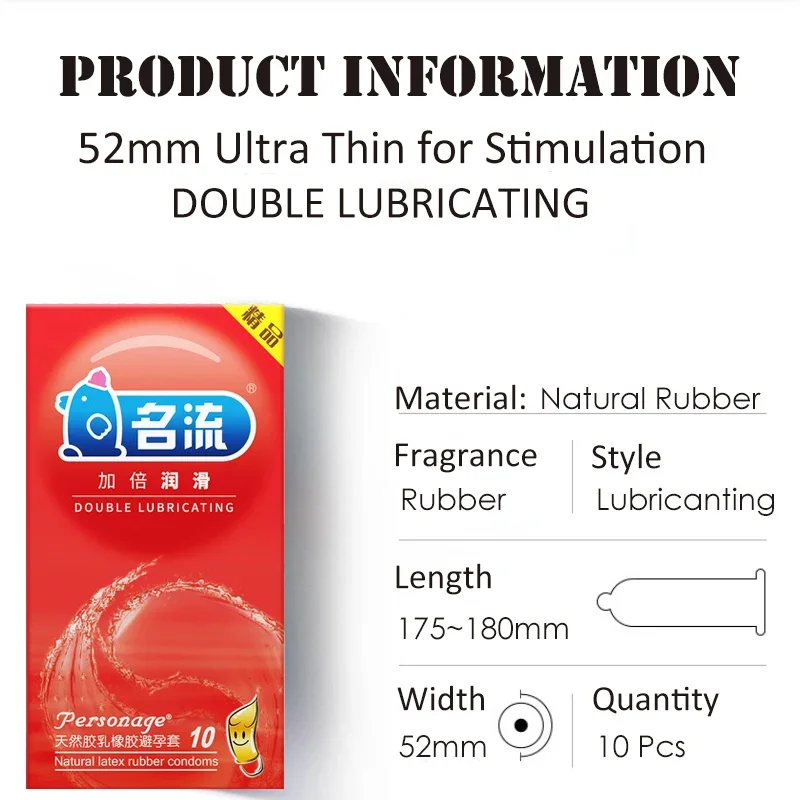 10 Pcs/Box 52MM Ribbed Lubricated Rubber Condomes Ultra Thin Dotted Latex Condoms for Men Smooth with Fragrance Sexs Tool