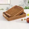 Stackable Woven Rattan Storage Basket - Organizer with Wooden Handle for Home Kitchen Bathroom Bedroom Hotel  Shelf  Storage Box 4