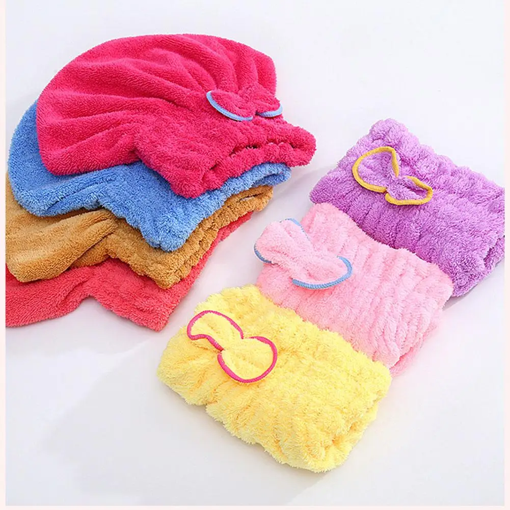 Bow Hair Dryer Cap Microfiber Cute Shower Cap Pack Hair Absorbent Dryer