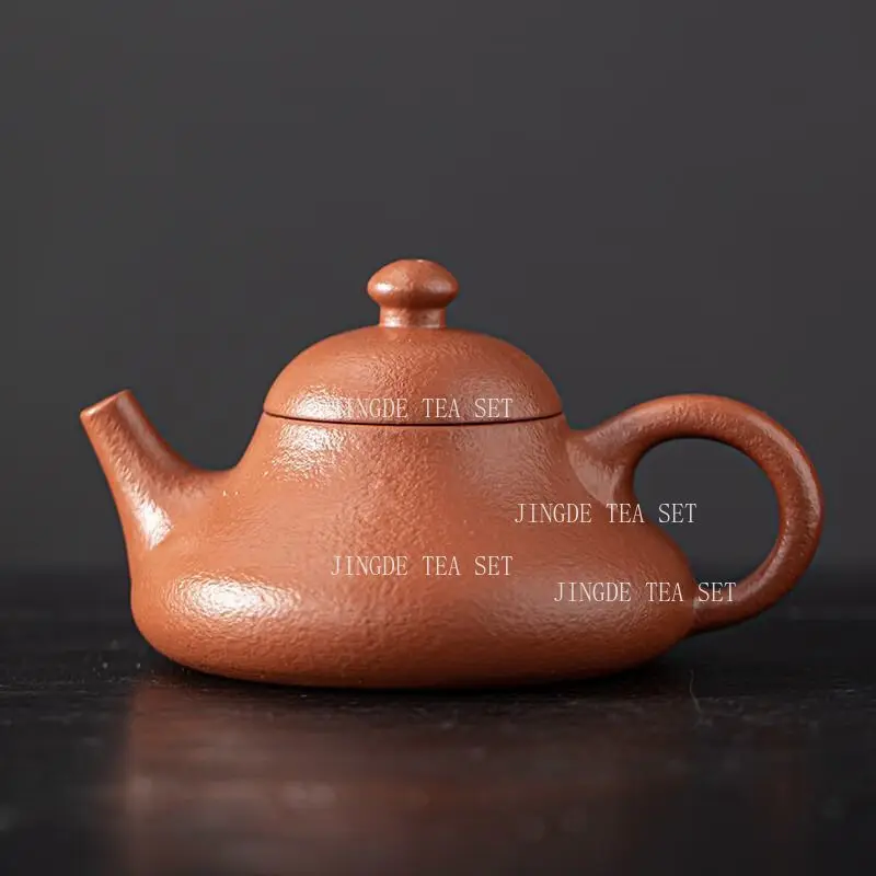 Yixing Teapot Handmade Small Capacity Xishi Teapot Household Chinese Kung Fu Tea Set Wrinkled Leather Handle Pot Tea Pot