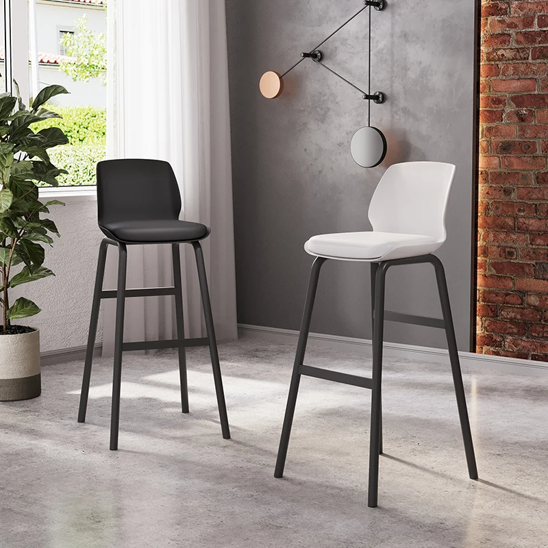 

High Office Bar Chairs Reception Desk Salon Relaxing Leather Island Chair Stool White Foot Iskandinav Sandalye Library Furniture