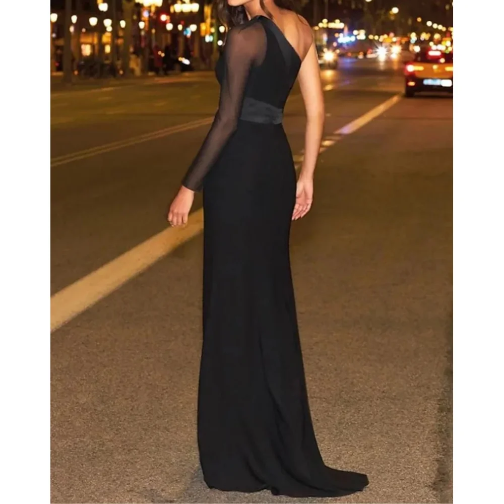 

Muloong One-shoulder Sweep Train Women Elegant And Pretty Luxury Prom Dress