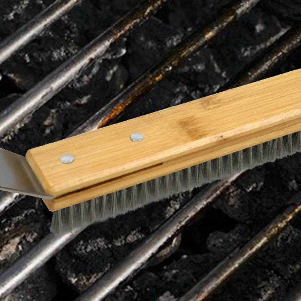 Oven Cleaning Brush Pizza Oven Copper Brush Bristle Brass Scraper Household Grill Cleaning Oven Brush with 22 inch Aluminium Handle