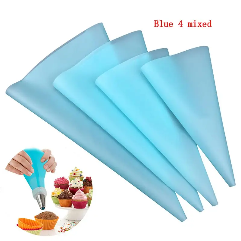 Cake Decorating Tip Set 4Pcs/Set Silicone Pastry Bag Tips Kitchen DIY Cake Icing Piping Cream Decorating Tools Reusable Pastry Bags Set cake decorating tip set,cake icing nozzles,pastry bag set,baking nozzle set,cake decorating nozzle set,baking supplies
