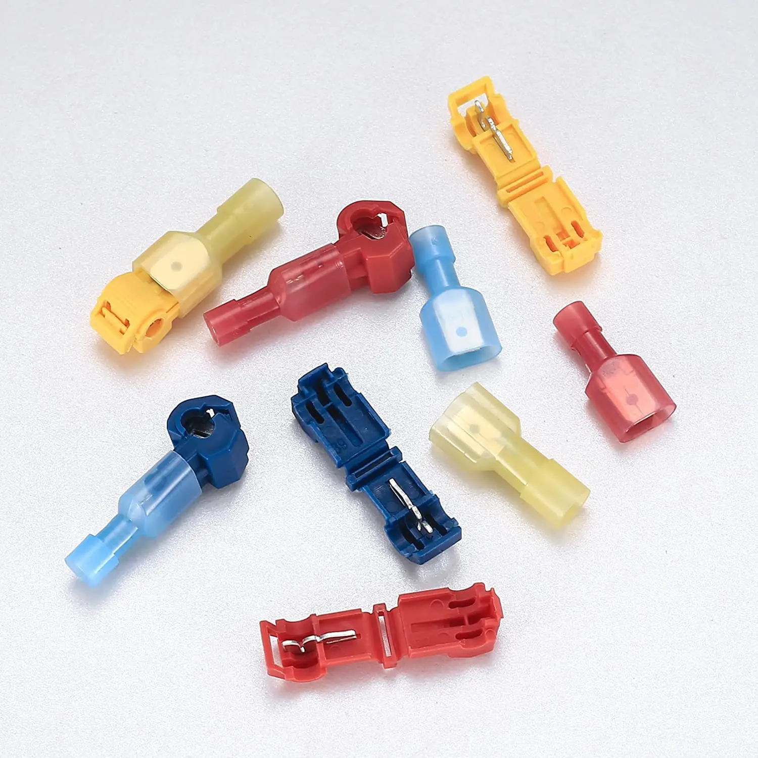Quick Splice Self-Stripping Electrical Terminals T-Tap Wire Connectors Fully Insulated Disconnects Kit Wiring Automotive