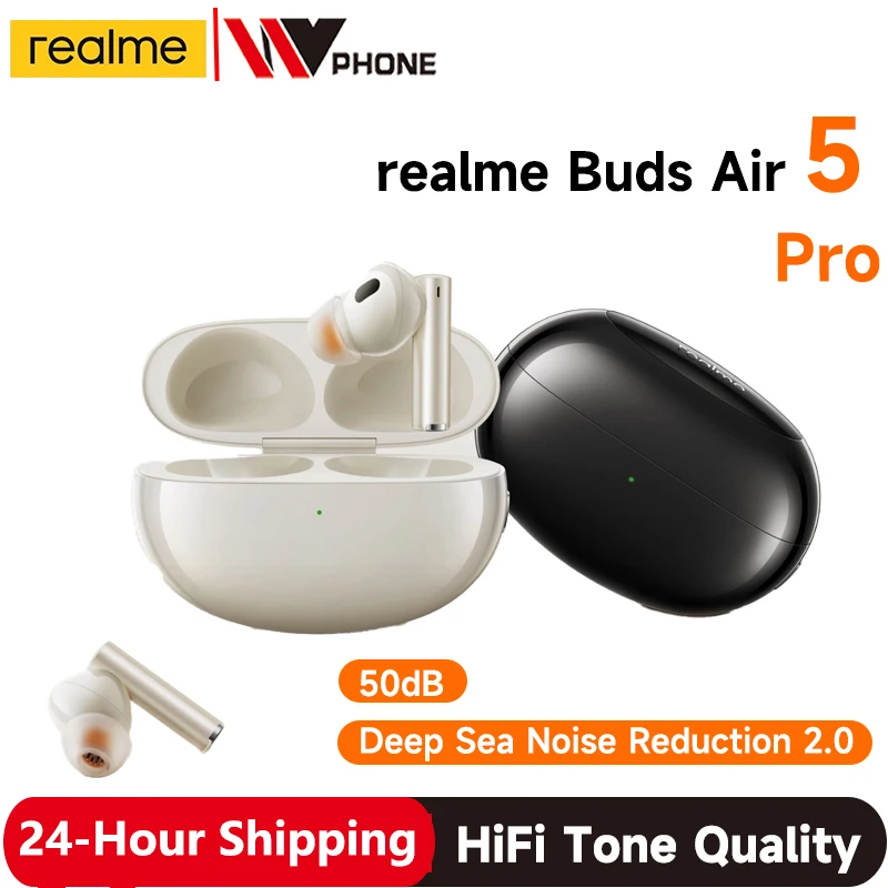 Realme-Écouteurs Air 5 Pro Bluetooth 5.3, Suppression Active du Bruit, 50db, AC, Sans Fil, pour Sauna, Version Globale
