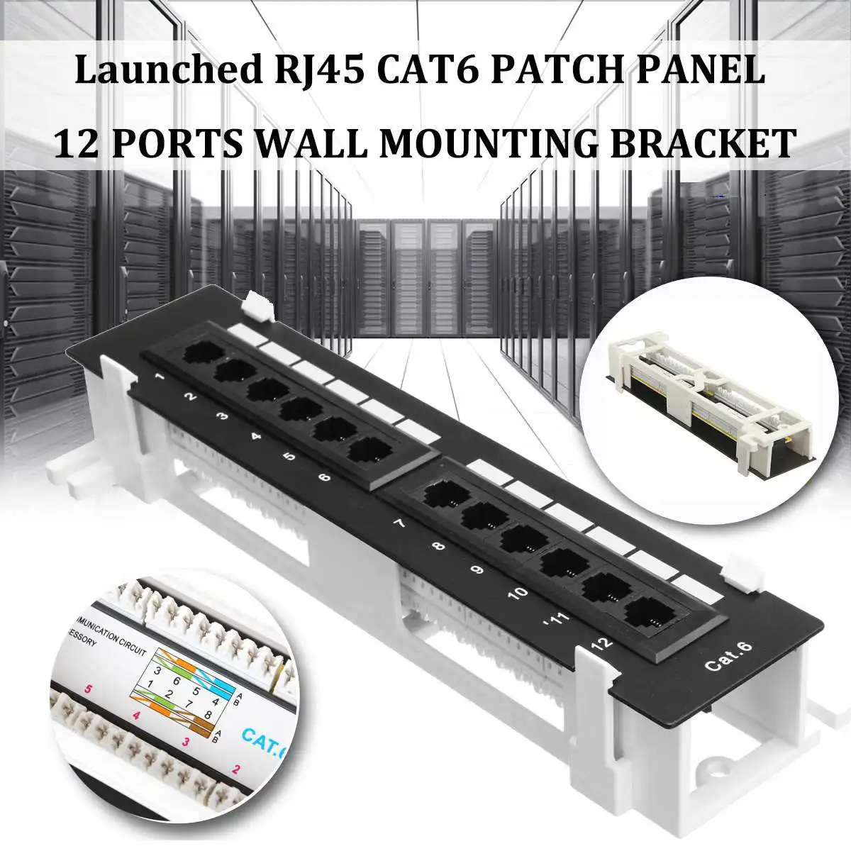 Network Tool Kit 12 Port CAT6 Patch Panel RJ45 Networking Wall Mount Rack with Wall Mount Bracket - 3