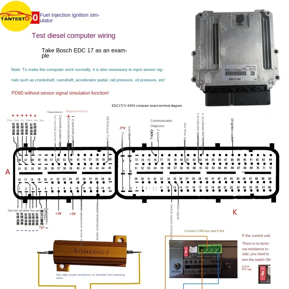 AM-PD60 Fuel Injector Ignition Simulator ECU Maintenance Platform Testing Equipment for Gasoline Diesel Vehicle Computer Board car fuel injector tester