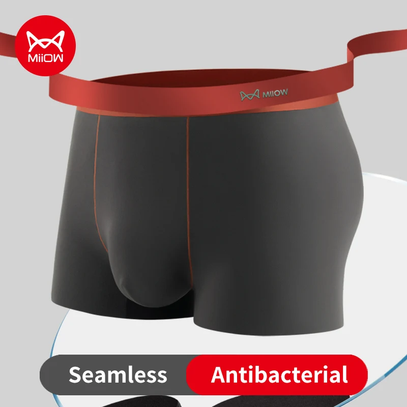 MiiOW 3pcs Seamless Sexy Men's Underwear Boxers Soft Threaded Fabric