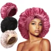 Jumbo Satin Bonnet Hair Bonnet For Sleeping, Reusable Adjusting Hair Care Wrap Cap Sleep Caps For Women 1