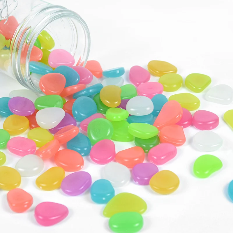 25/50Pcs Luminous Pebbles Stone That Glows in the Dark DIY Home Fish Tank Flower Pot Decor Garden Path Cobblestone Decoration glow stones garden decoration decorative stones