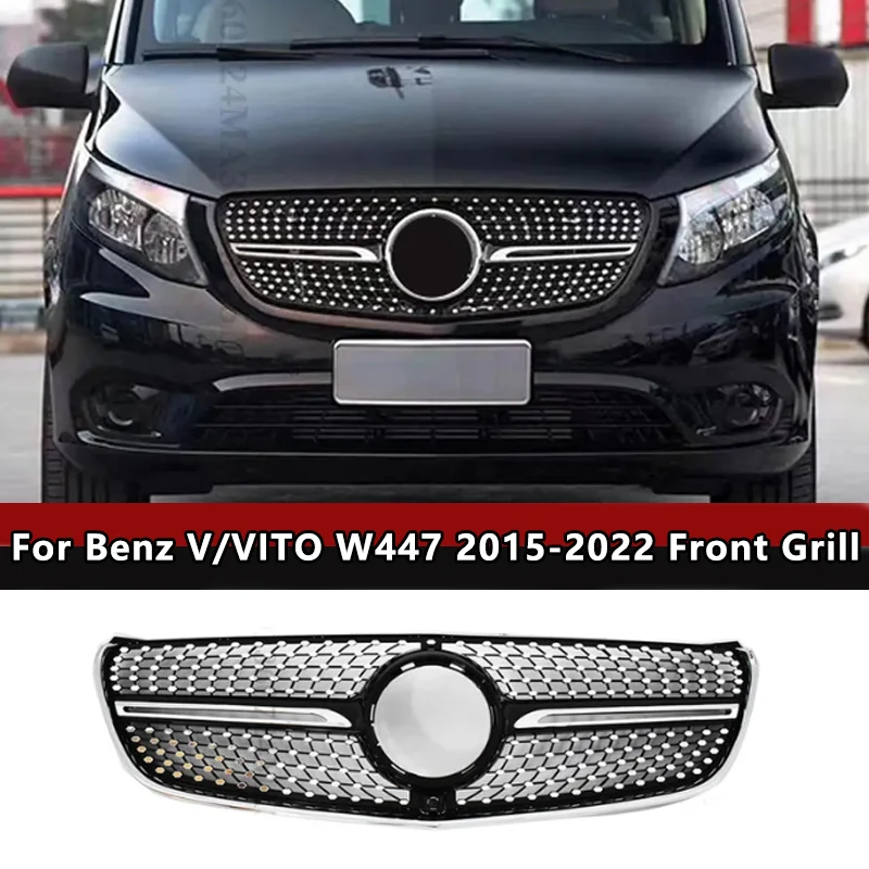 

For Mercedes Benz Vito V W447 2015-2022 V250 V300 V260 Diamond Style Front Bumper Inlet Grille Fit Body Kit accessoryies