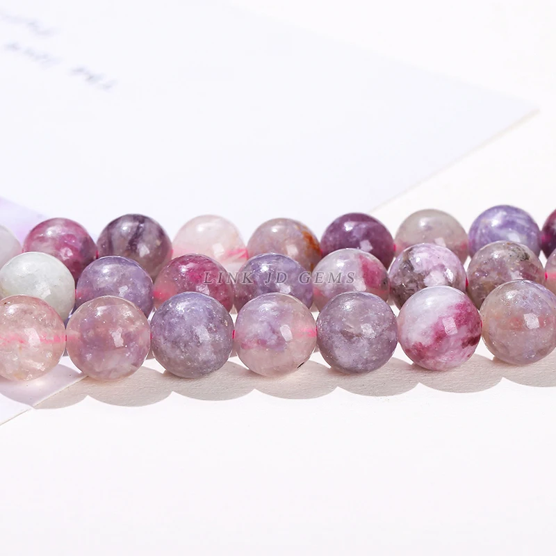 Natural Stone Beads Pink Tourmaline Round Loose Spacer Bead For Jewelry Making Diy Bracelet Necklace Accessories 15" Inch Strand 6