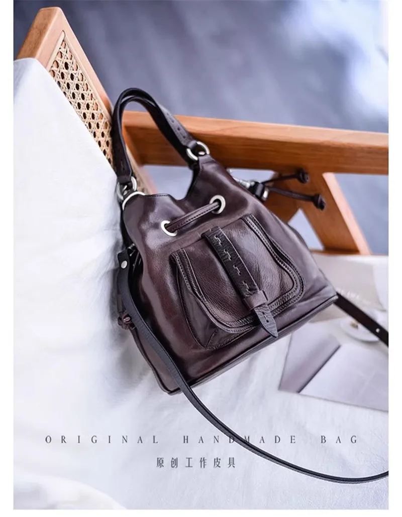 PNDME Vintage Nischendesign handgemachte echtes Leder Damenhandtasche Outdoor täglich Pendeln Luxus Rindsleder Damen Umhängetasche – Detail 2