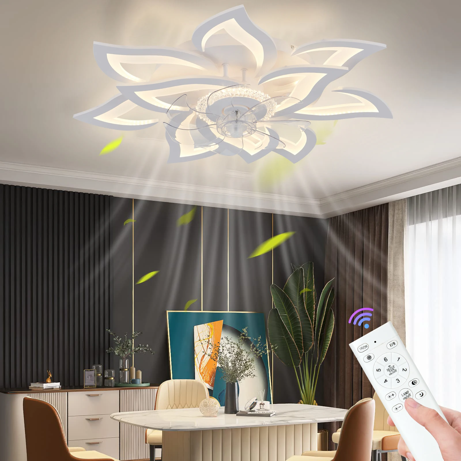 Modern Electric fan Jelena Remote Control ceiling fan with light Bedroom Living room fans Indoor Lighting chandelier