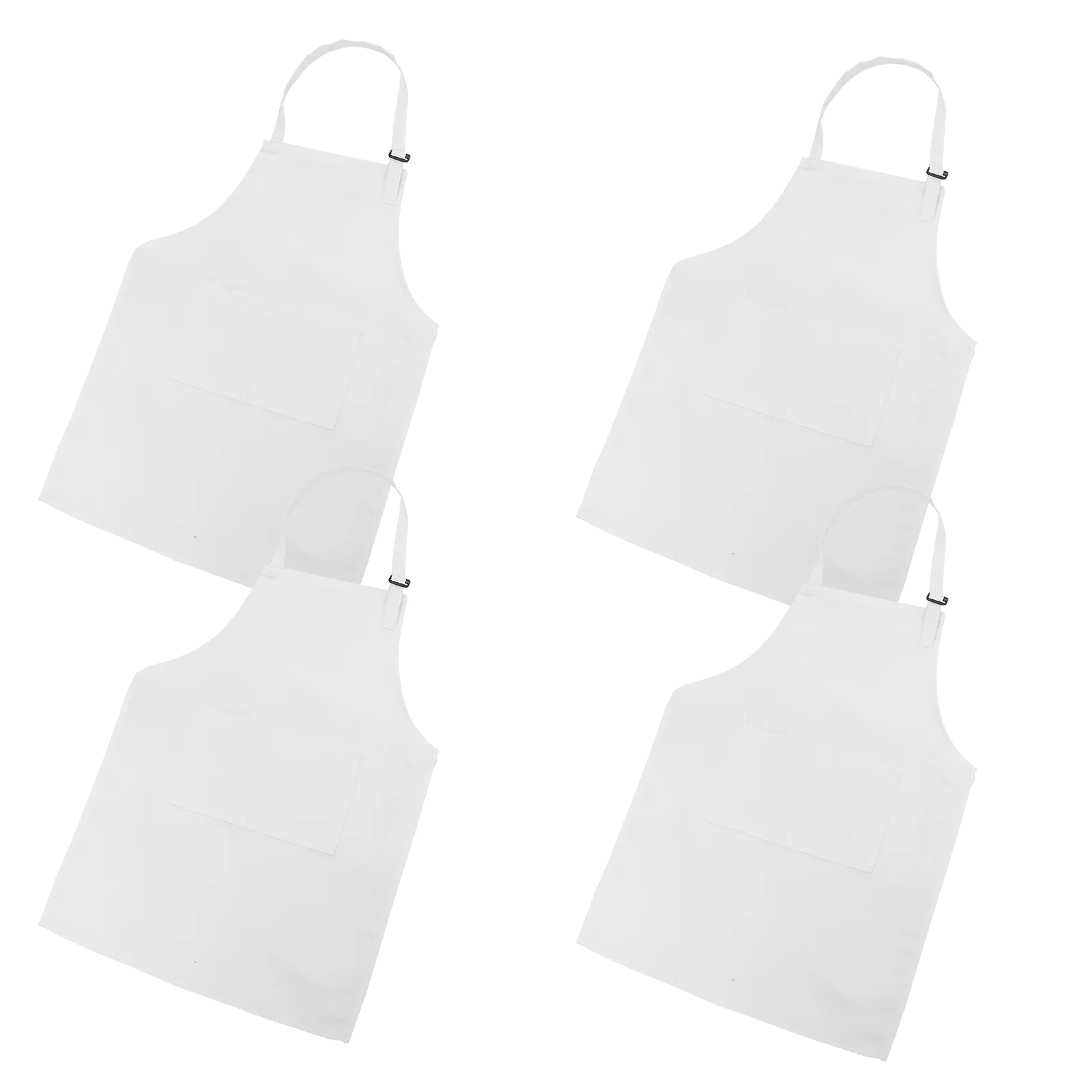 어린이용 조절 가능한 유치원 앞치마, 폴리에스터 드로잉 타이 다이, 휴대용 , 화이트 M 사이즈, 4 PCs/팩