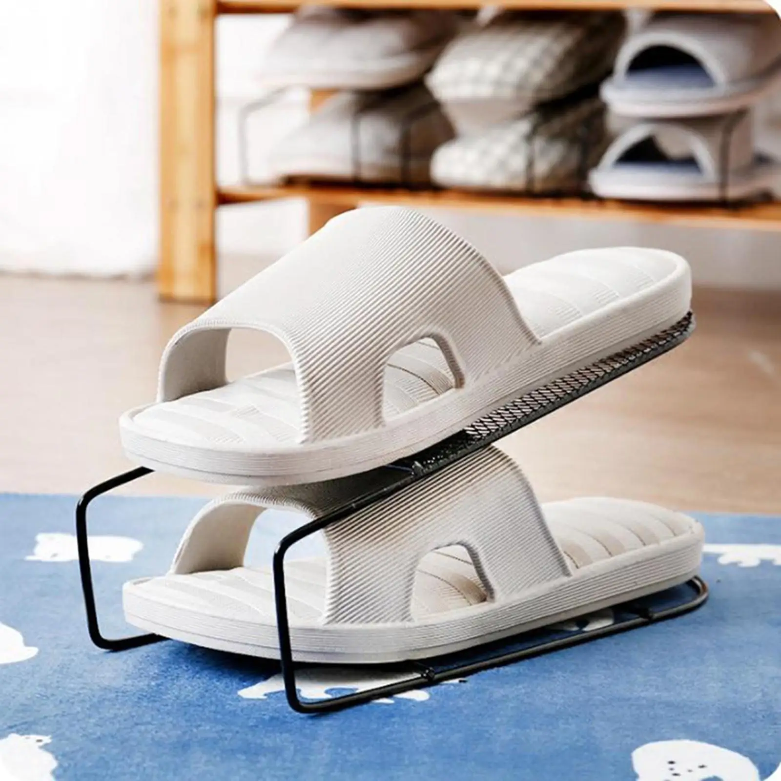 Metal Shoe Slots Space Saving Closet Organization Stacker Holder for Sandals