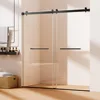 Frameless Double Sliding Shower Door 68-72" W x 76" H, 3/8" 10mm Clear Noiseless Glass Door with Anti-Jumping System Shower Door 1