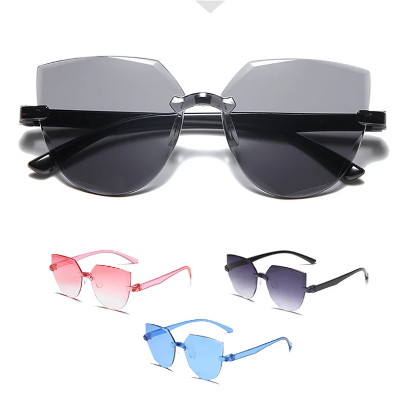 Women's Sunglasses Transparent Candy Colour Frameless Shades_voghion.com