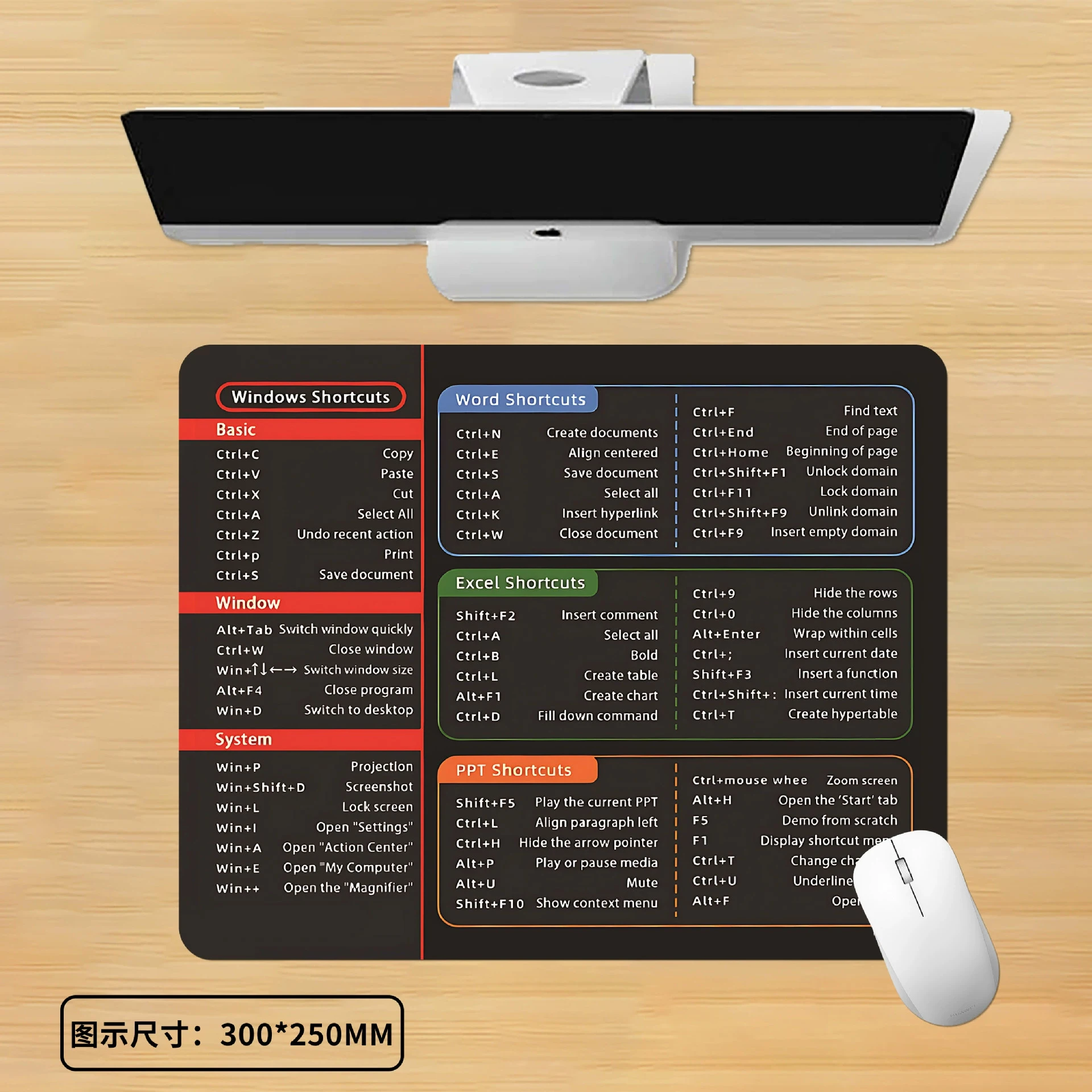 Mac OS System Anti-Slip Keyboard Small Mouse Pad Office Software Shortcuts Pattern Desk Computer Pad Cheat Sheet Desk Mat