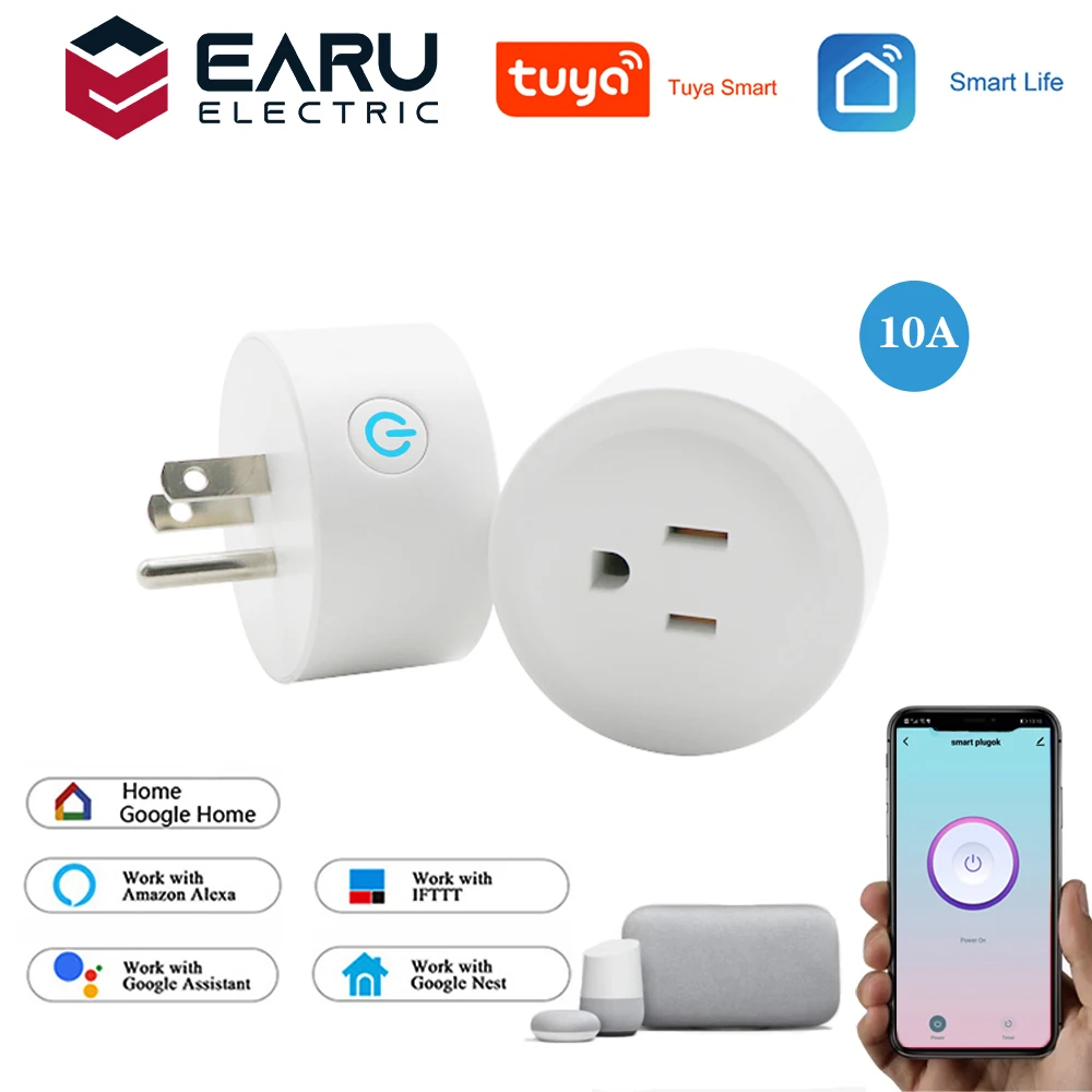 10A US Smart Wifi Power Plug Voice Remote Control Timer Switch Smart Home House Wifi Socket Outlet Alexa Google Home by Tuya App