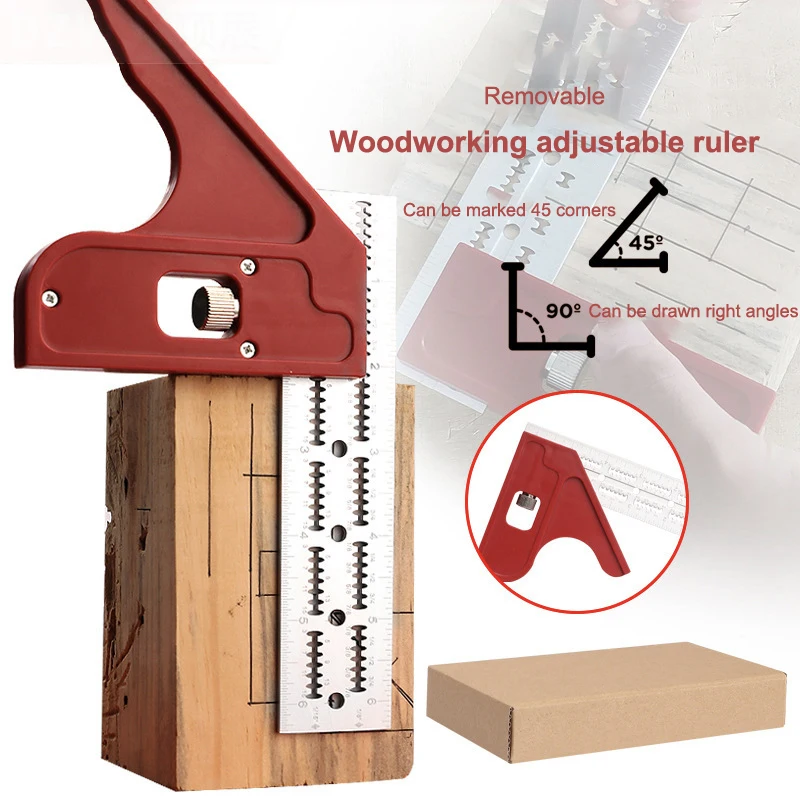 Aluminum Alloy 0-180 degree Protractor for Precision Carpentry and Woodworking, Edge Ruler Angle Gauge Measuring Tool