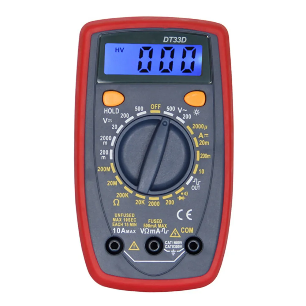 

DT33D Multimeter AC DC Voltage LCD Digital Clamp Multimeter Electronic Tester With Blue Blacklight