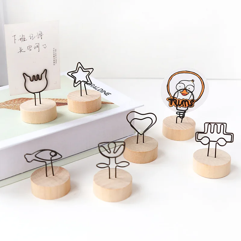 1Pcs Natural Wood Memo Clips Wooden Card Photo Holder Clamps Stand Card Desktop Message Crafts For Menu Home Wedding Party Decor