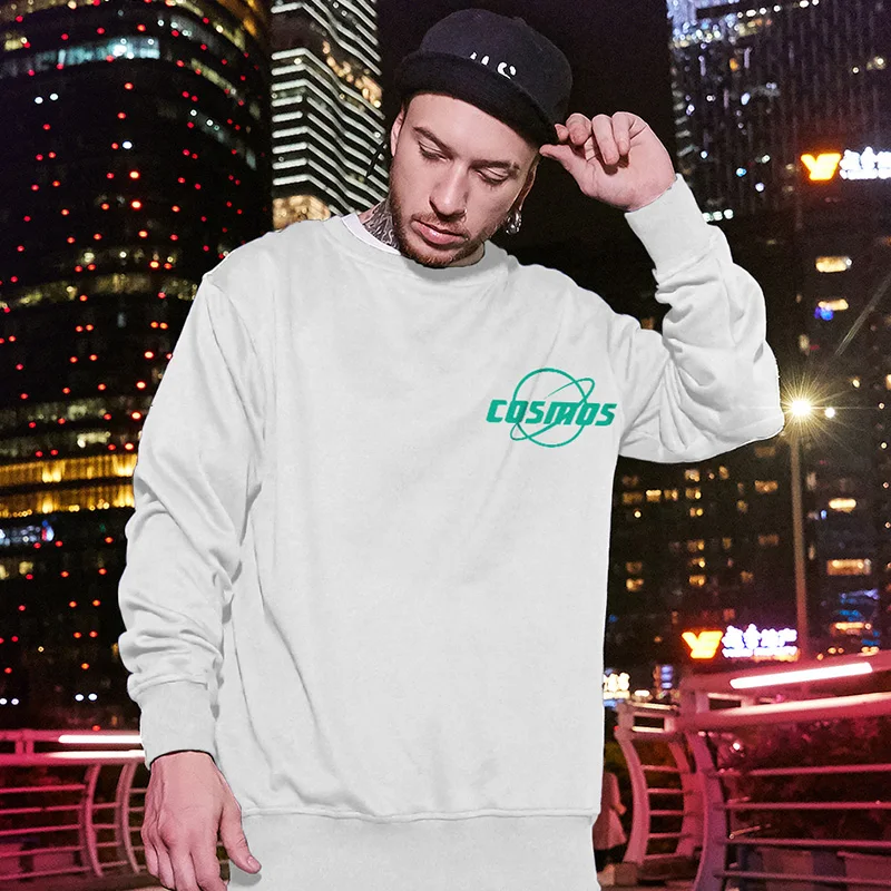 Abfer Cosmos Printed Hip Hop Oversized Sweatshirt Men's Astronaut Space Roaming Crewneck Sweatshirts Cotton Harajuku Pullovers
