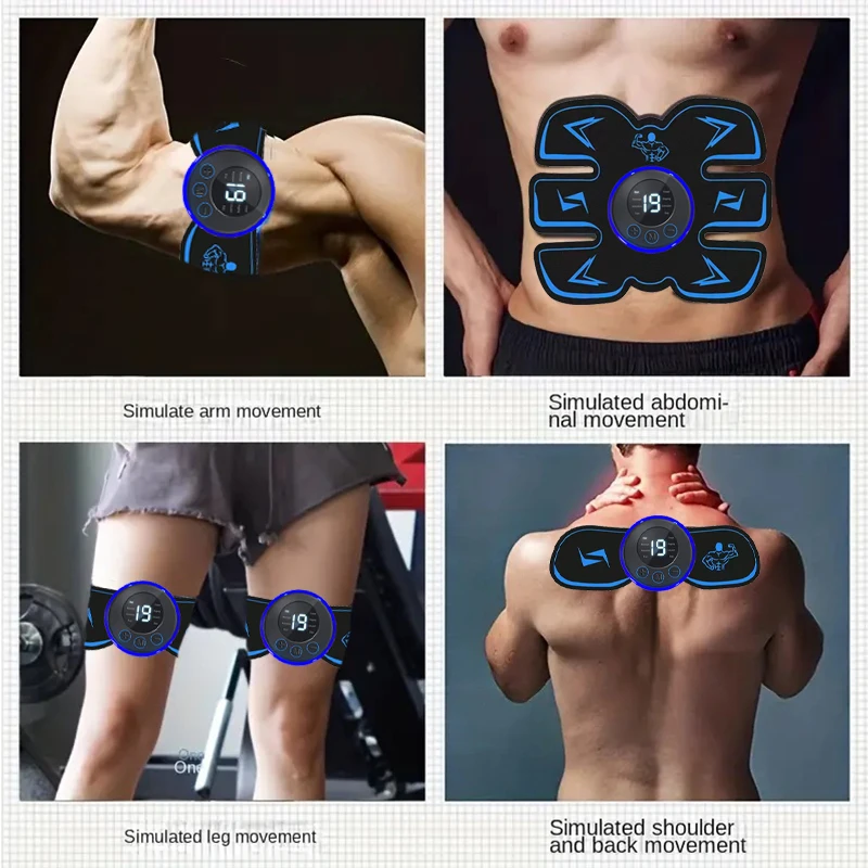 USB Rechargeable Muscle Massager Pad Wireless Body Arm Trainer Abdominal Sports Fitness Slimming Massager