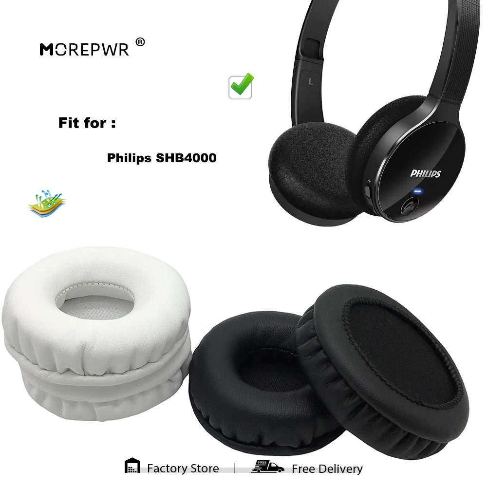 

Morepwr New Upgrade Replacement Ear Pads for Philips SHB4000 Headset Parts Leather Cushion Velvet Earmuff Sleeve Cover