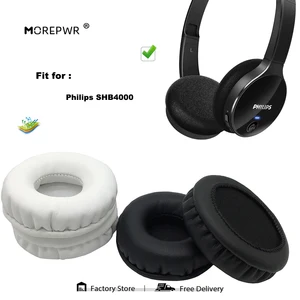 Morepwr New Upgrade Replacement Ear Pads for Philips SHB4000 Headset Parts Leather Cushion Velvet Earmuff Sleeve Cover
