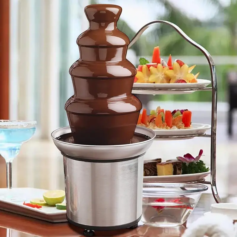 

Chocolate Fountain Melting Pot 2-pound Electric Fondue Machine 4-Tiers Stainless Steel Mini Hot Chocolate Pot For Cheese Butter