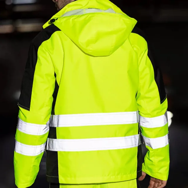 High Visibility Workwear Winter Clothes Hi Vis Suit Reflective Jacket Waterproof Winter and Pockets Reflective Work Pants Set 4
