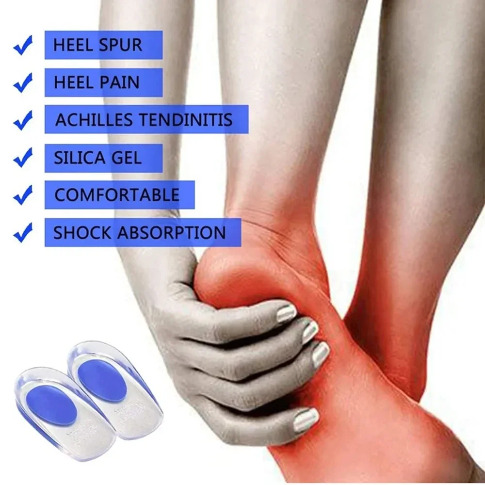 Shoe Insoles 1 Pair Soft Silicone Gel Insoles for Heel Spurs Pain Foot Cushion Foot Massager Care Half Heel Insole Shoe Pads Height Increase