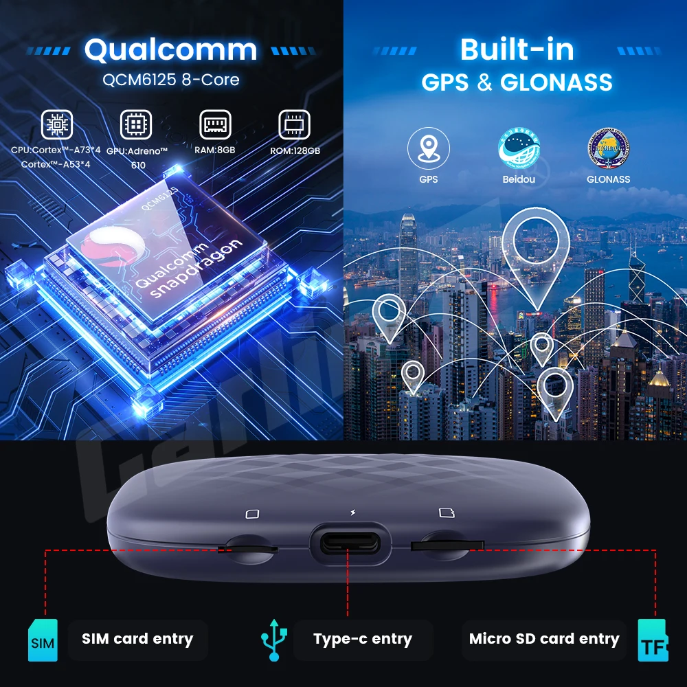 CarlinKit ī÷ AI ڽ, ȵ̵ 13, QCM6125, 8 ھ,  ī÷, ȵ̵ ڵ Ʈ TV ڽ,   , 4GLTE  GPS