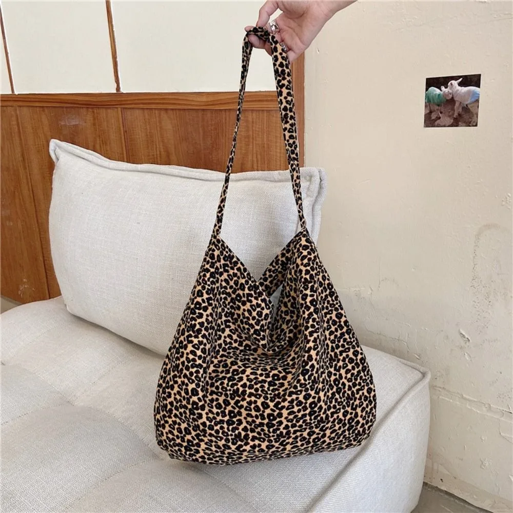 Printed Leopard Print Handbag Large Capacity Tote Bag Canvas Crossbody Bag Korea