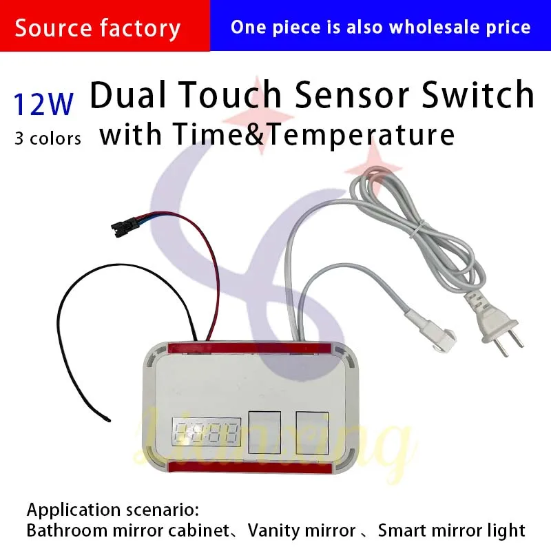 Slimme Schakelaar Aanraaksensor Tijdtemperatuurweergave Defogging Dual Touch Switch Module Dimmer Led Driver Badkamerspiegelsensor