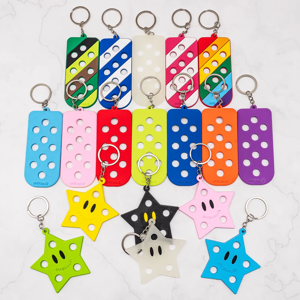 6/8pcs 1 Each Color Keychain Shoe Charms Holder Star Shape Keyring for Car Key Accessories Personalized Decoration Cool Key Gift