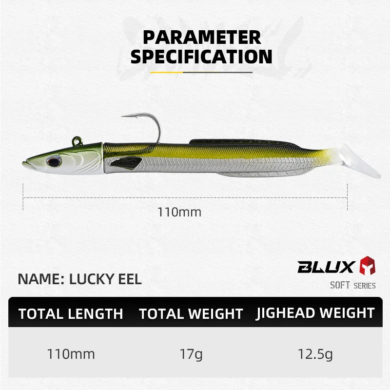 BLUX Vivid Sandeel Soft Eel Fishing Lure - Paddle Tail with Vibrating Action