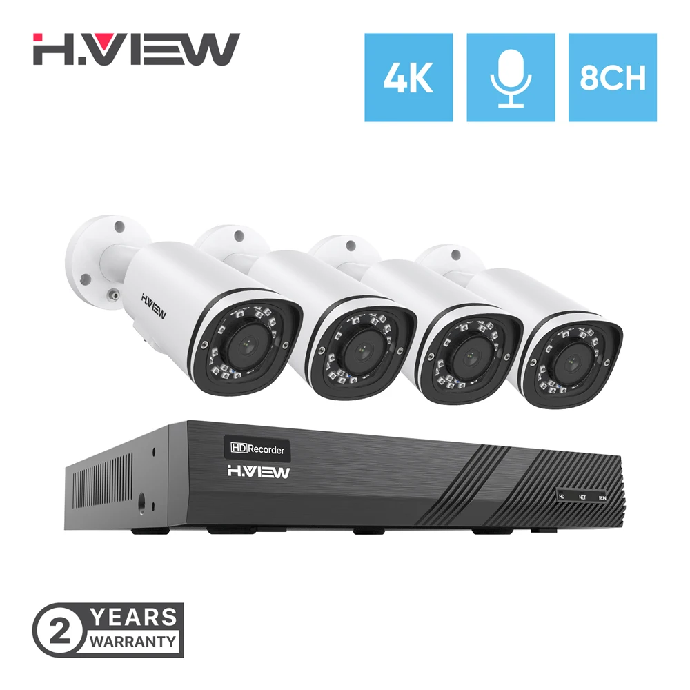 のアイテムを H 表示4 2kウルトラhd Poe Ipカメラセット8ch Cctvセキュリティカメラシステム8mp H 265 Nvrオーディオ録音屋外ビデオ監視キット 日本初公式 Officenterchile Com