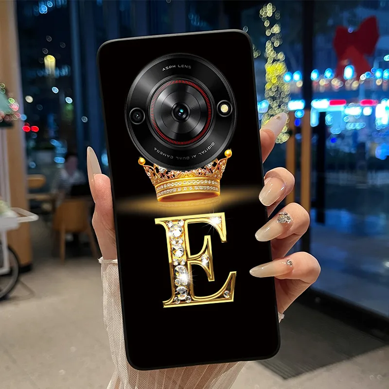 Vibrant Shockproof Soft Phone Case with Crown Letter Design